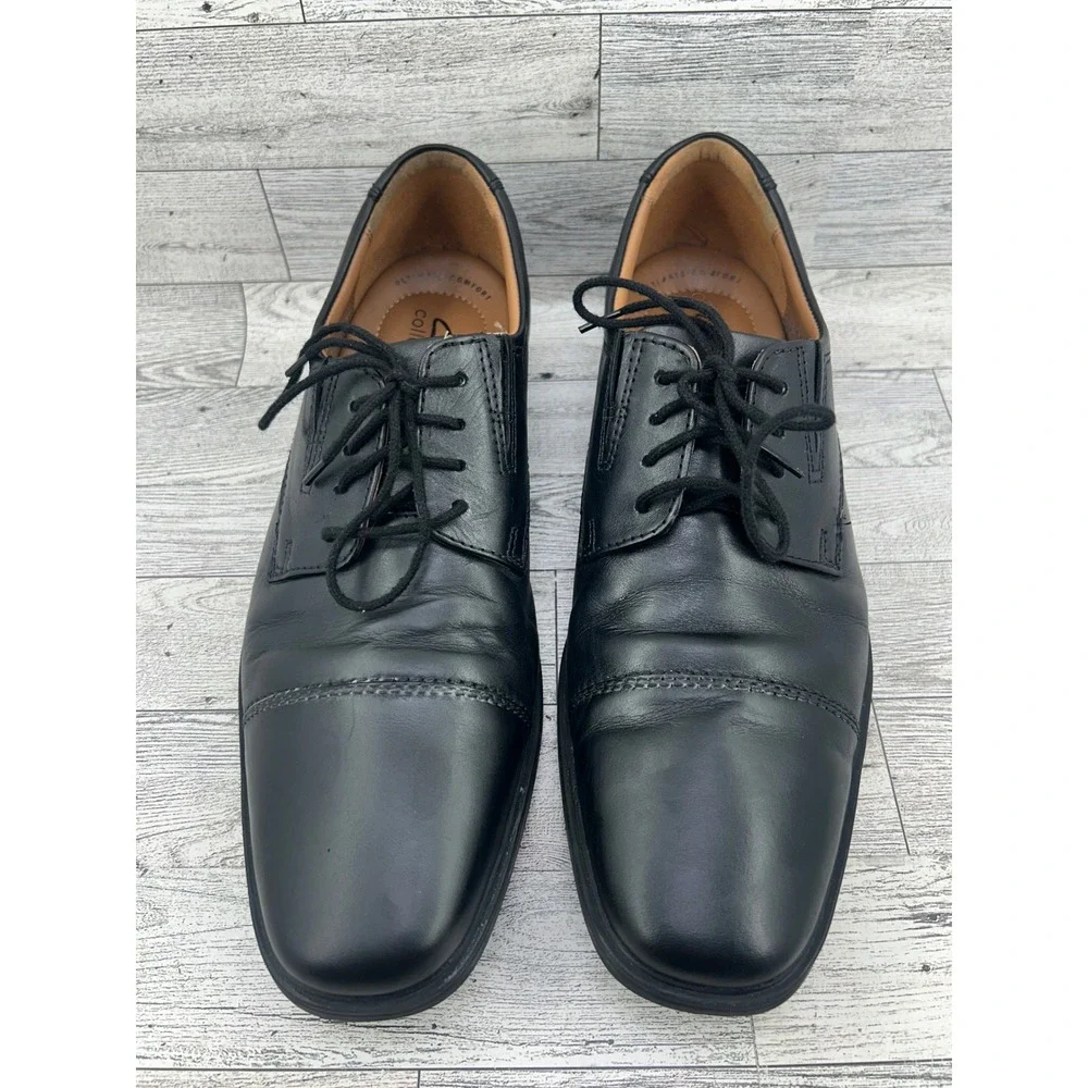 Clarks Whiddon Cap Mens Black Leather Lace Up Oxford Shoes 261103097075 Sz 8.5M‎